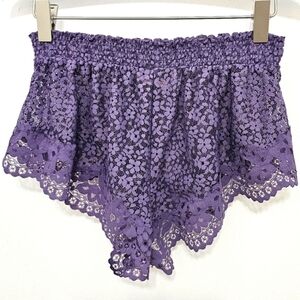 Victoria's Secret Purple Floral Lace Flutter Shorts